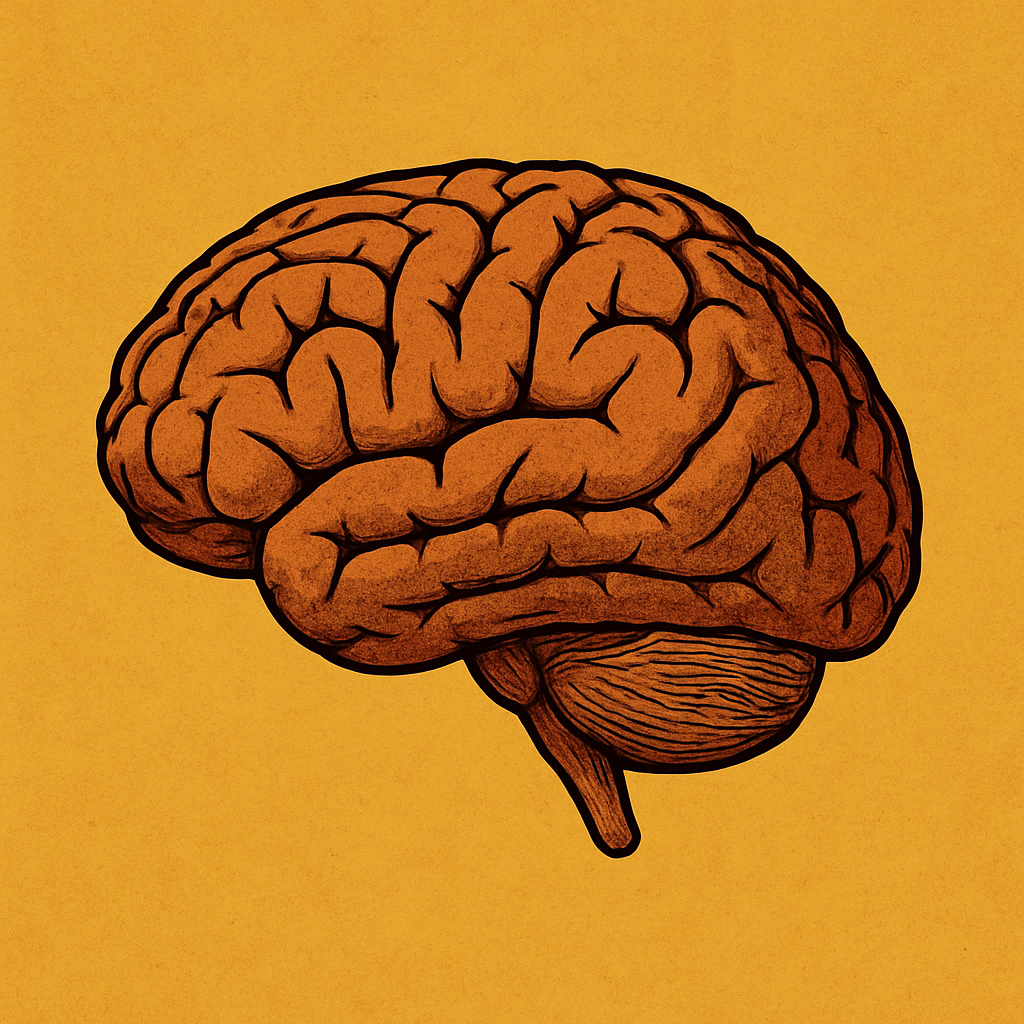 brain with a dark yellow background-1