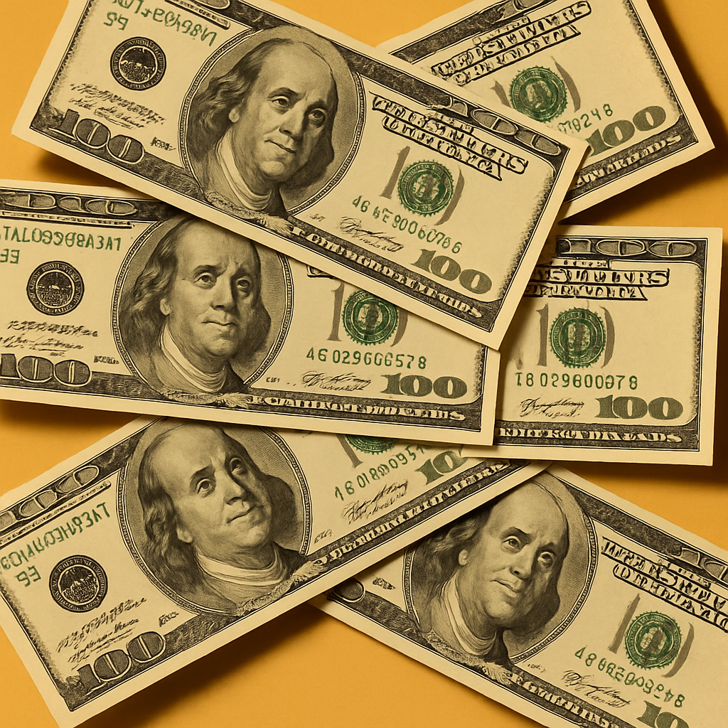 money with a dark yellow background