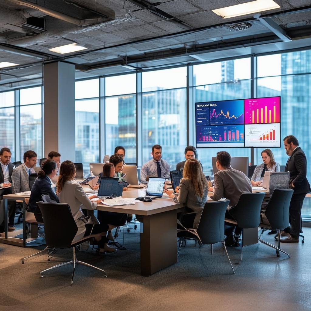 A large group of professionals working in a large conference room