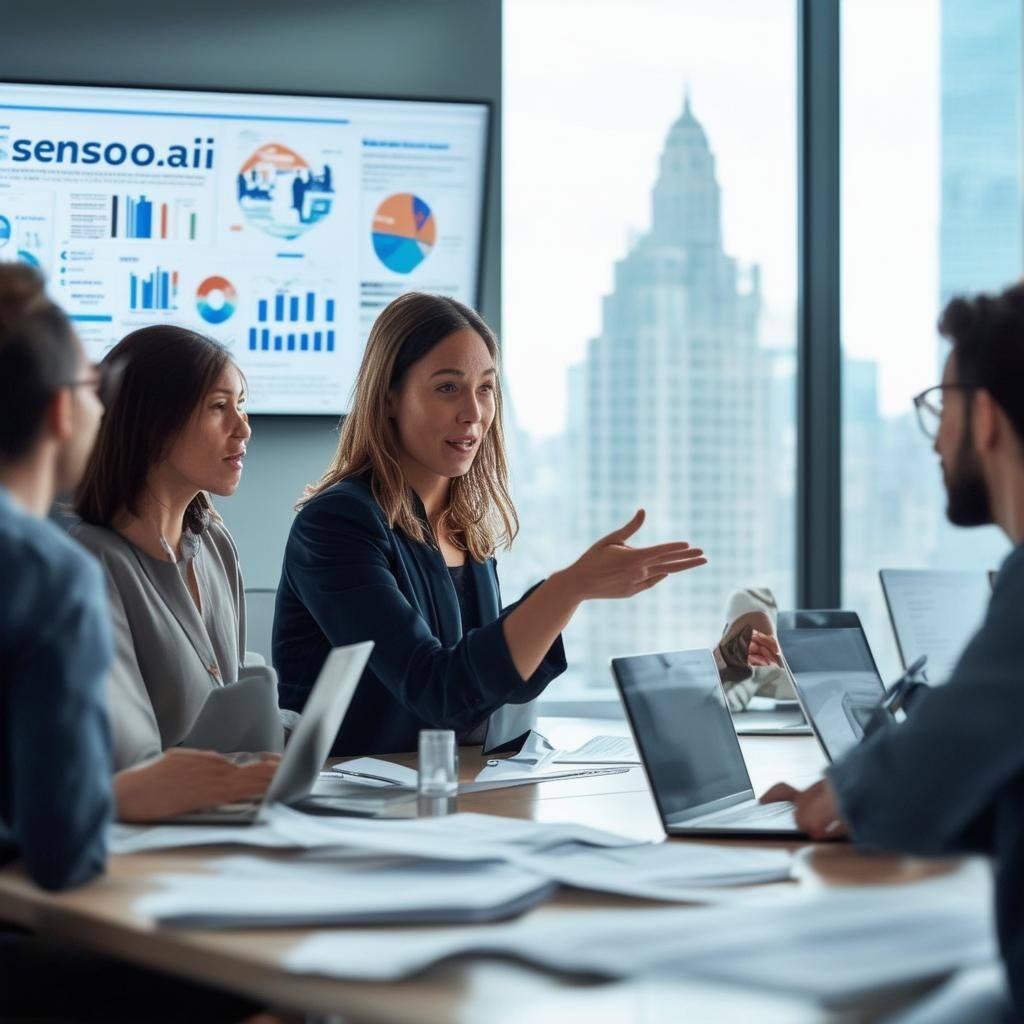 A group of professionals at a meeting.